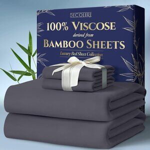 9- 100% Viscose Derived from Bamboo Sheets King Size 4pcs - Cooling 17" Deep